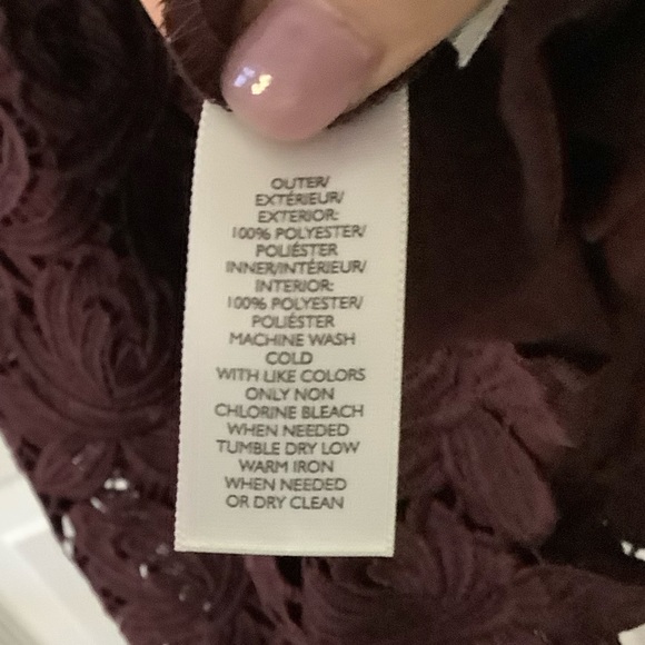 LOFT Purple Shift Lace Dress - size 00P - Picture 8 of 9